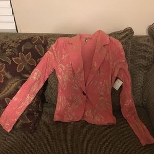 Pretty Coral w/ Gold Accents NWT Blazer Sz Small